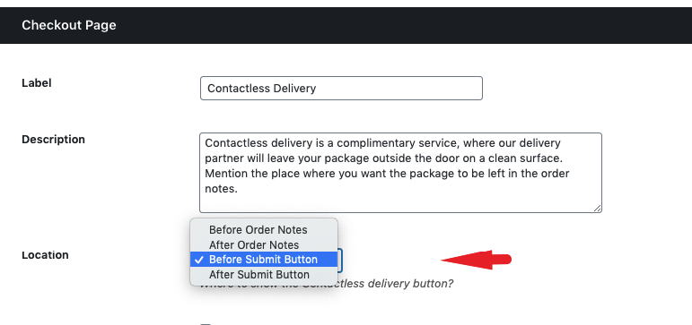 Configure the position of Contactless button on the checkout page