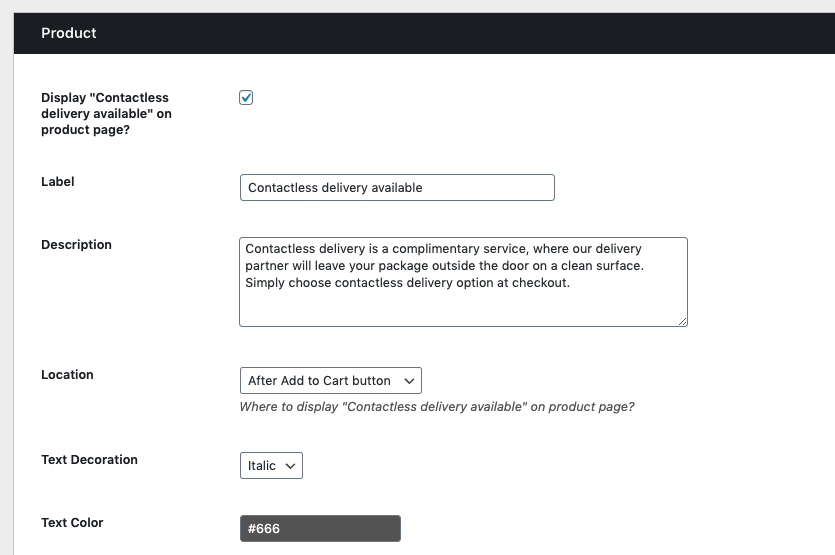 Configure the look and feel of the product page notification