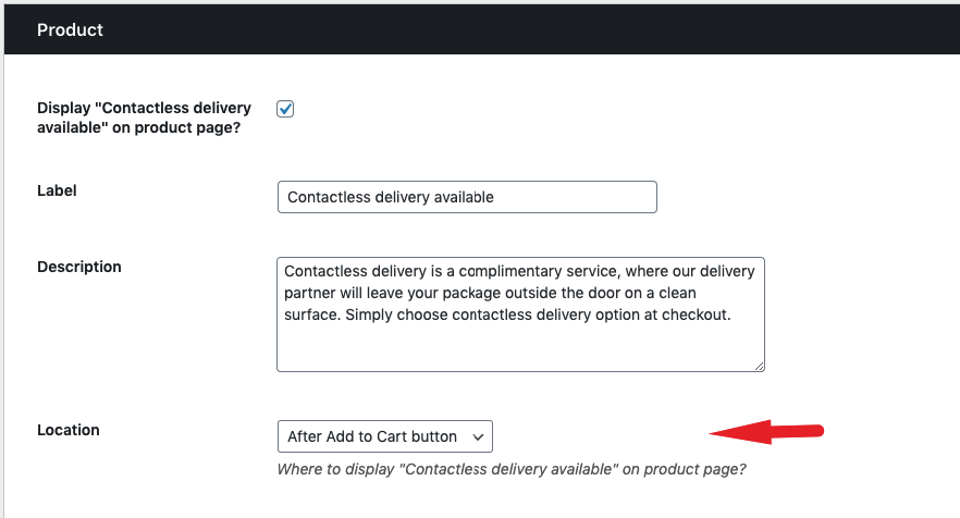 Configure the position of product page option