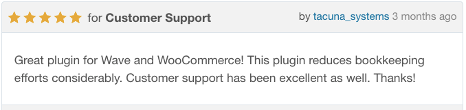 WooCommerce Wave Connector five star review